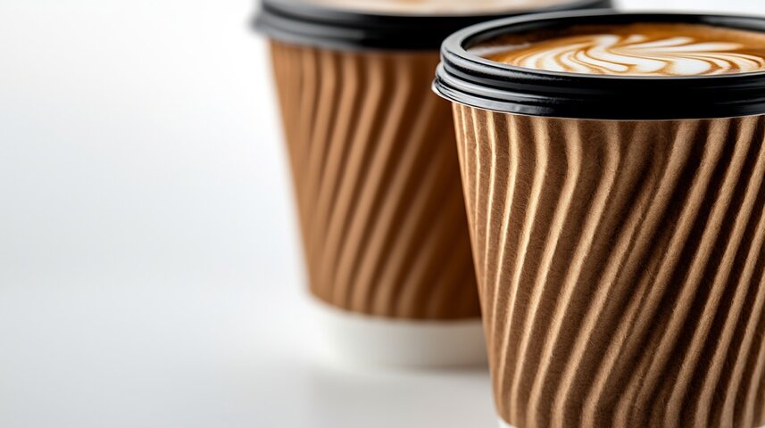 Two Brown Ripple Paper Cups