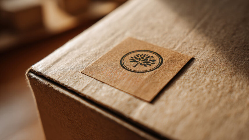 FSC-certified label on shipping box