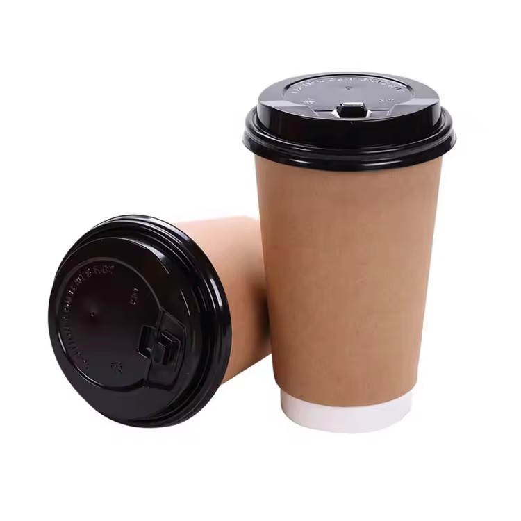 Full-size custom designed disposable coffee and tea paper cups