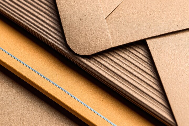 layered kraft envelopes and paper