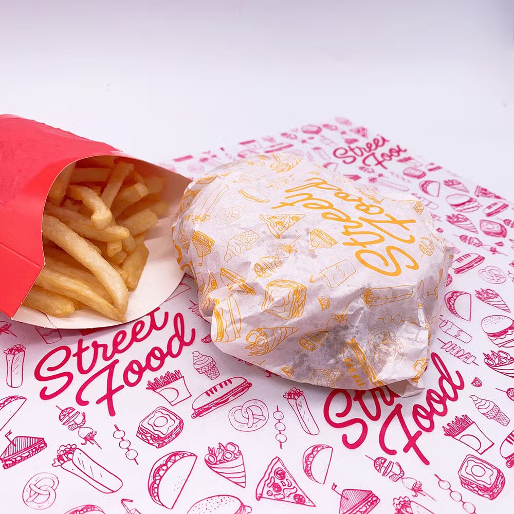 Custom-logo-food-grade-fettproof-paper-for-burger-sandwich-innpakning